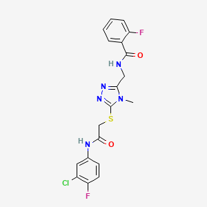 N-{[5-({2-[(3-chloro-4-fluorophenyl)amino]-2-oxoethyl}thio)-4-methyl-4H-1,2,4-triazol-3-yl]methyl}-2-fluorobenzamide