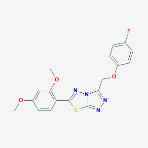 molecular formula C18H15FN4O3S B483486 6-(2,4-Dimethoxyphenyl)-3-[(4-fluorophenoxy)methyl][1,2,4]triazolo[3,4-b][1,3,4]thiadiazole CAS No. 903197-22-8