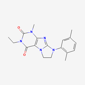 molecular formula C18H21N5O2 B4834861 8-(2,5-dimethylphenyl)-3-ethyl-1-methyl-7,8-dihydro-1H-imidazo[2,1-f]purine-2,4(3H,6H)-dione 