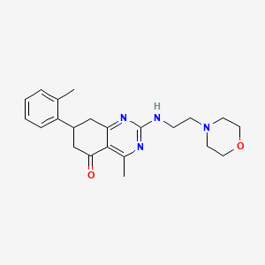 molecular formula C22H28N4O2 B4834936 4-methyl-7-(2-methylphenyl)-2-{[2-(4-morpholinyl)ethyl]amino}-7,8-dihydro-5(6H)-quinazolinone 