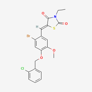 molecular formula C20H17BrClNO4S B4834940 5-{2-bromo-4-[(2-chlorobenzyl)oxy]-5-methoxybenzylidene}-3-ethyl-1,3-thiazolidine-2,4-dione 