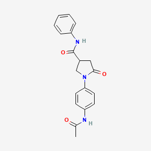molecular formula C19H19N3O3 B4834961 1-[4-(acetylamino)phenyl]-5-oxo-N-phenyl-3-pyrrolidinecarboxamide 