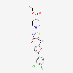 molecular formula C22H20Cl2N2O4S B4834964 ethyl 1-(5-{[5-(3,4-dichlorophenyl)-2-furyl]methylene}-4-oxo-4,5-dihydro-1,3-thiazol-2-yl)-4-piperidinecarboxylate 