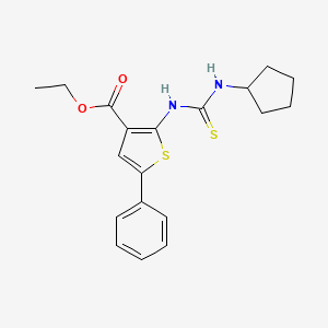 molecular formula C19H22N2O2S2 B4834977 ethyl 2-{[(cyclopentylamino)carbonothioyl]amino}-5-phenyl-3-thiophenecarboxylate 