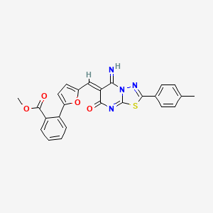 molecular formula C25H18N4O4S B4835006 methyl 2-(5-{[5-imino-2-(4-methylphenyl)-7-oxo-5H-[1,3,4]thiadiazolo[3,2-a]pyrimidin-6(7H)-ylidene]methyl}-2-furyl)benzoate 