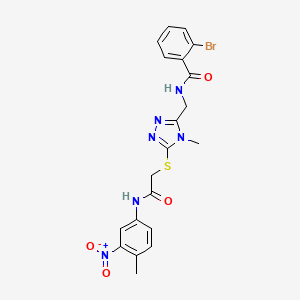 molecular formula C20H19BrN6O4S B4835042 2-bromo-N-{[4-methyl-5-({2-[(4-methyl-3-nitrophenyl)amino]-2-oxoethyl}thio)-4H-1,2,4-triazol-3-yl]methyl}benzamide 