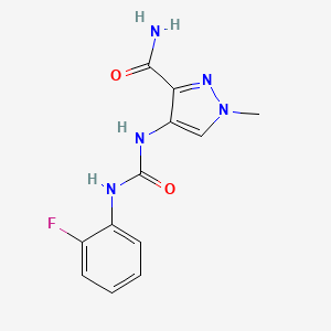 molecular formula C12H12FN5O2 B4835045 4-({[(2-fluorophenyl)amino]carbonyl}amino)-1-methyl-1H-pyrazole-3-carboxamide 