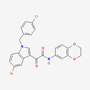 molecular formula C25H18BrClN2O4 B4835052 2-[5-bromo-1-(4-chlorobenzyl)-1H-indol-3-yl]-N-(2,3-dihydro-1,4-benzodioxin-6-yl)-2-oxoacetamide 