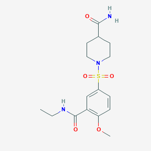 molecular formula C16H23N3O5S B4835053 1-({3-[(ethylamino)carbonyl]-4-methoxyphenyl}sulfonyl)-4-piperidinecarboxamide 