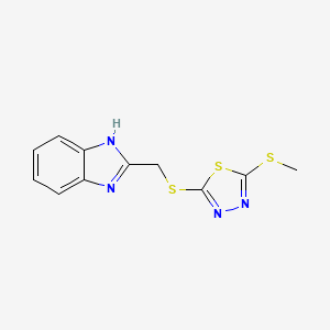 molecular formula C11H10N4S3 B4835089 2-({[5-(methylthio)-1,3,4-thiadiazol-2-yl]thio}methyl)-1H-benzimidazole 
