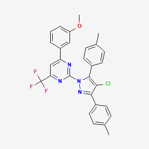 2-[4-chloro-3,5-bis(4-methylphenyl)-1H-pyrazol-1-yl]-4-(3-methoxyphenyl)-6-(trifluoromethyl)pyrimidine