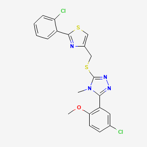 molecular formula C20H16Cl2N4OS2 B4835123 3-(5-chloro-2-methoxyphenyl)-5-({[2-(2-chlorophenyl)-1,3-thiazol-4-yl]methyl}thio)-4-methyl-4H-1,2,4-triazole 