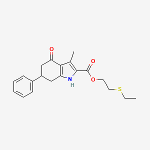 2-(ethylthio)ethyl 3-methyl-4-oxo-6-phenyl-4,5,6,7-tetrahydro-1H-indole-2-carboxylate
