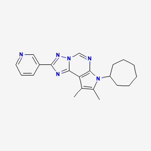 molecular formula C21H24N6 B4835158 7-cycloheptyl-8,9-dimethyl-2-(3-pyridinyl)-7H-pyrrolo[3,2-e][1,2,4]triazolo[1,5-c]pyrimidine 