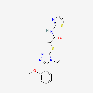 2-{[4-ethyl-5-(2-methoxyphenyl)-4H-1,2,4-triazol-3-yl]thio}-N-(4-methyl-1,3-thiazol-2-yl)propanamide