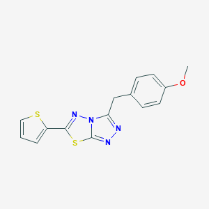 molecular formula C15H12N4OS2 B483519 3-(4-Methoxybenzyl)-6-(thiophen-2-yl)[1,2,4]triazolo[3,4-b][1,3,4]thiadiazole CAS No. 898128-61-5