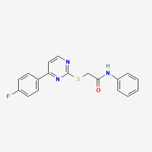 molecular formula C18H14FN3OS B4835256 2-{[4-(4-fluorophenyl)-2-pyrimidinyl]thio}-N-phenylacetamide 