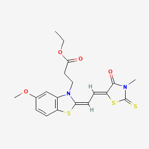 molecular formula C19H20N2O4S3 B4835278 ethyl 3-[5-methoxy-2-[2-(3-methyl-4-oxo-2-thioxo-1,3-thiazolidin-5-ylidene)ethylidene]-1,3-benzothiazol-3(2H)-yl]propanoate 