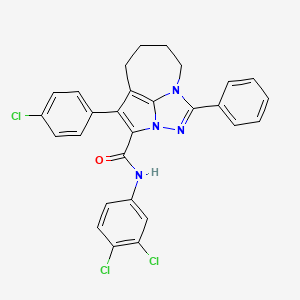 molecular formula C28H21Cl3N4O B4835289 4-(4-chlorophenyl)-N-(3,4-dichlorophenyl)-1-phenyl-5,6,7,8-tetrahydro-2,2a,8a-triazacyclopenta[cd]azulene-3-carboxamide 
