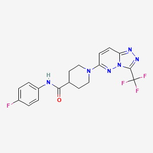 molecular formula C18H16F4N6O B4835293 N-(4-fluorophenyl)-1-[3-(trifluoromethyl)[1,2,4]triazolo[4,3-b]pyridazin-6-yl]-4-piperidinecarboxamide 