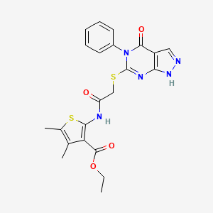 molecular formula C22H21N5O4S2 B4835330 ethyl 4,5-dimethyl-2-[2-({4-oxo-5-phenyl-1H,4H,5H-pyrazolo[3,4-d]pyrimidin-6-yl}sulfanyl)acetamido]thiophene-3-carboxylate 