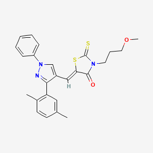 molecular formula C25H25N3O2S2 B4835343 5-{[3-(2,5-dimethylphenyl)-1-phenyl-1H-pyrazol-4-yl]methylene}-3-(3-methoxypropyl)-2-thioxo-1,3-thiazolidin-4-one 