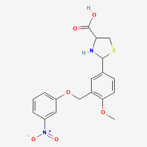2-{4-methoxy-3-[(3-nitrophenoxy)methyl]phenyl}-1,3-thiazolidine-4-carboxylic acid