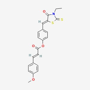 molecular formula C22H19NO4S2 B4835362 4-[(3-ethyl-4-oxo-2-thioxo-1,3-thiazolidin-5-ylidene)methyl]phenyl 3-(4-methoxyphenyl)acrylate 