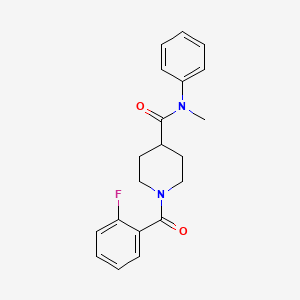 molecular formula C20H21FN2O2 B4835454 1-(2-fluorobenzoyl)-N-methyl-N-phenyl-4-piperidinecarboxamide 
