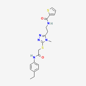 molecular formula C20H23N5O2S2 B4835459 N-{2-[5-({2-[(4-ethylphenyl)amino]-2-oxoethyl}thio)-4-methyl-4H-1,2,4-triazol-3-yl]ethyl}-2-thiophenecarboxamide 