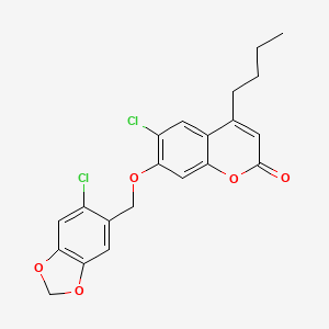 4-butyl-6-chloro-7-[(6-chloro-1,3-benzodioxol-5-yl)methoxy]-2H-chromen-2-one