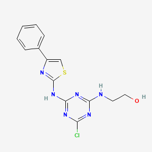 molecular formula C14H13ClN6OS B4835479 2-({4-chloro-6-[(4-phenyl-1,3-thiazol-2-yl)amino]-1,3,5-triazin-2-yl}amino)ethanol 