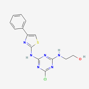 2-({4-chloro-6-[(4-phenyl-1,3-thiazol-2-yl)amino]-1,3,5-triazin-2-yl}amino)ethanol