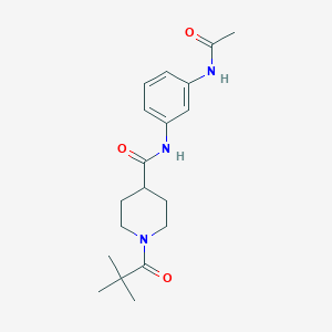 molecular formula C19H27N3O3 B4835493 N-[3-(acetylamino)phenyl]-1-(2,2-dimethylpropanoyl)-4-piperidinecarboxamide 