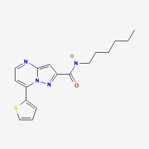molecular formula C17H20N4OS B4835501 N-hexyl-7-(2-thienyl)pyrazolo[1,5-a]pyrimidine-2-carboxamide 
