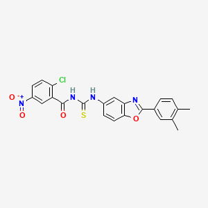 molecular formula C23H17ClN4O4S B4835513 2-chloro-N-({[2-(3,4-dimethylphenyl)-1,3-benzoxazol-5-yl]amino}carbonothioyl)-5-nitrobenzamide 