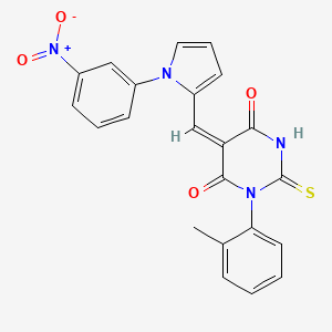 molecular formula C22H16N4O4S B4835519 1-(2-methylphenyl)-5-{[1-(3-nitrophenyl)-1H-pyrrol-2-yl]methylene}-2-thioxodihydro-4,6(1H,5H)-pyrimidinedione 