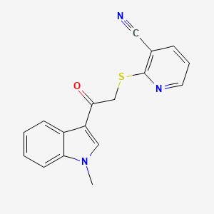 molecular formula C17H13N3OS B4835569 2-{[2-(1-methyl-1H-indol-3-yl)-2-oxoethyl]thio}nicotinonitrile 