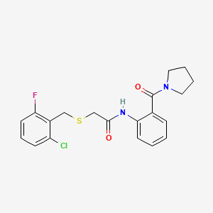 molecular formula C20H20ClFN2O2S B4835593 2-[(2-chloro-6-fluorobenzyl)thio]-N-[2-(1-pyrrolidinylcarbonyl)phenyl]acetamide 