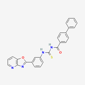 molecular formula C26H18N4O2S B4835623 N-{[(3-[1,3]oxazolo[4,5-b]pyridin-2-ylphenyl)amino]carbonothioyl}-4-biphenylcarboxamide 