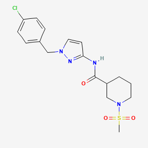 molecular formula C17H21ClN4O3S B4835656 N-[1-(4-chlorobenzyl)-1H-pyrazol-3-yl]-1-(methylsulfonyl)-3-piperidinecarboxamide 