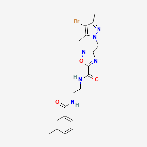 molecular formula C19H21BrN6O3 B4835679 3-[(4-bromo-3,5-dimethyl-1H-pyrazol-1-yl)methyl]-N-{2-[(3-methylbenzoyl)amino]ethyl}-1,2,4-oxadiazole-5-carboxamide 
