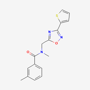 molecular formula C16H15N3O2S B4835680 N,3-dimethyl-N-{[3-(2-thienyl)-1,2,4-oxadiazol-5-yl]methyl}benzamide 