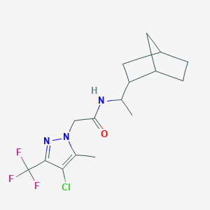 molecular formula C16H21ClF3N3O B4835684 N-(1-bicyclo[2.2.1]hept-2-ylethyl)-2-[4-chloro-5-methyl-3-(trifluoromethyl)-1H-pyrazol-1-yl]acetamide 