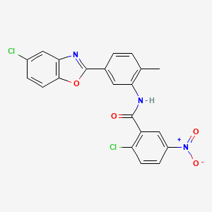 molecular formula C21H13Cl2N3O4 B4835694 2-chloro-N-[5-(5-chloro-1,3-benzoxazol-2-yl)-2-methylphenyl]-5-nitrobenzamide 