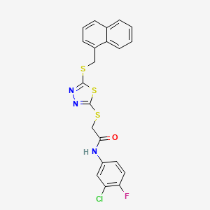 N-(3-chloro-4-fluorophenyl)-2-({5-[(1-naphthylmethyl)thio]-1,3,4-thiadiazol-2-yl}thio)acetamide