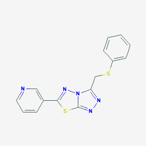 molecular formula C15H11N5S2 B483575 3-[(Phenylthio)methyl]-6-pyridin-3-yl[1,2,4]triazolo[3,4-b][1,3,4]thiadiazole CAS No. 892675-26-2