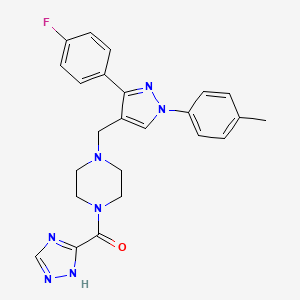 molecular formula C24H24FN7O B4835764 1-{[3-(4-fluorophenyl)-1-(4-methylphenyl)-1H-pyrazol-4-yl]methyl}-4-(1H-1,2,4-triazol-3-ylcarbonyl)piperazine 