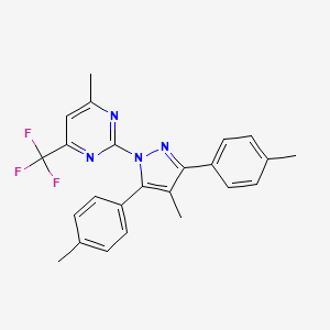 molecular formula C24H21F3N4 B4835816 4-methyl-2-[4-methyl-3,5-bis(4-methylphenyl)-1H-pyrazol-1-yl]-6-(trifluoromethyl)pyrimidine 