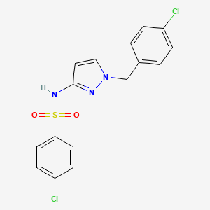 molecular formula C16H13Cl2N3O2S B4835820 4-chloro-N-[1-(4-chlorobenzyl)-1H-pyrazol-3-yl]benzenesulfonamide 